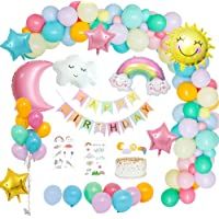 MMTX Decoraciones fiesta Cumpleaños Pastel- Feliz Cumpleaños Tema del cielo con pancarta de Happy Birthday- Dom Luna…